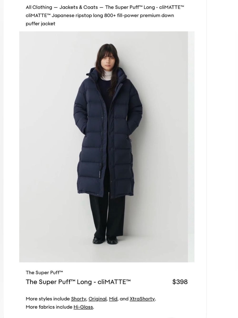 The Super Puff™ The Super Puff™ Long - cliMATTE™ Sz XXS Admiral Navy